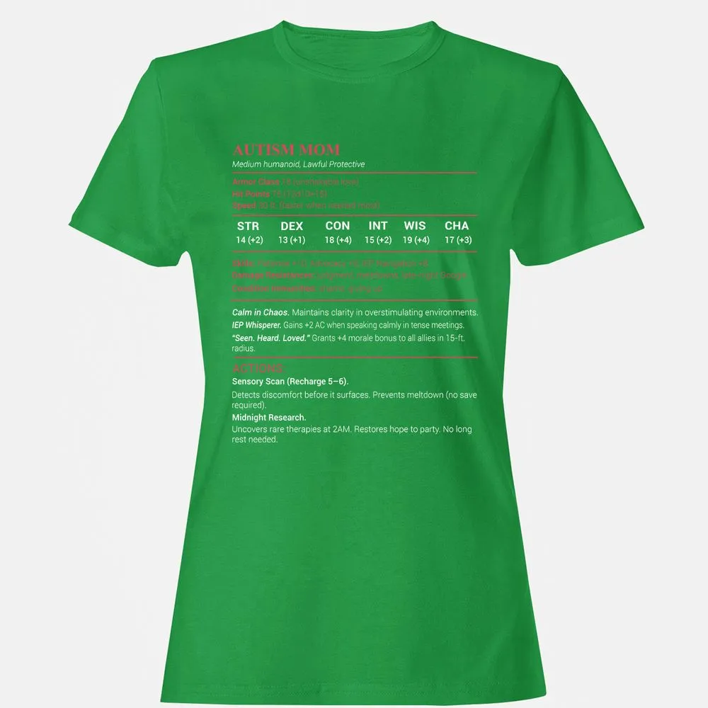 Autism Mom Stats Women's T-Shirt - Irish Green - 7