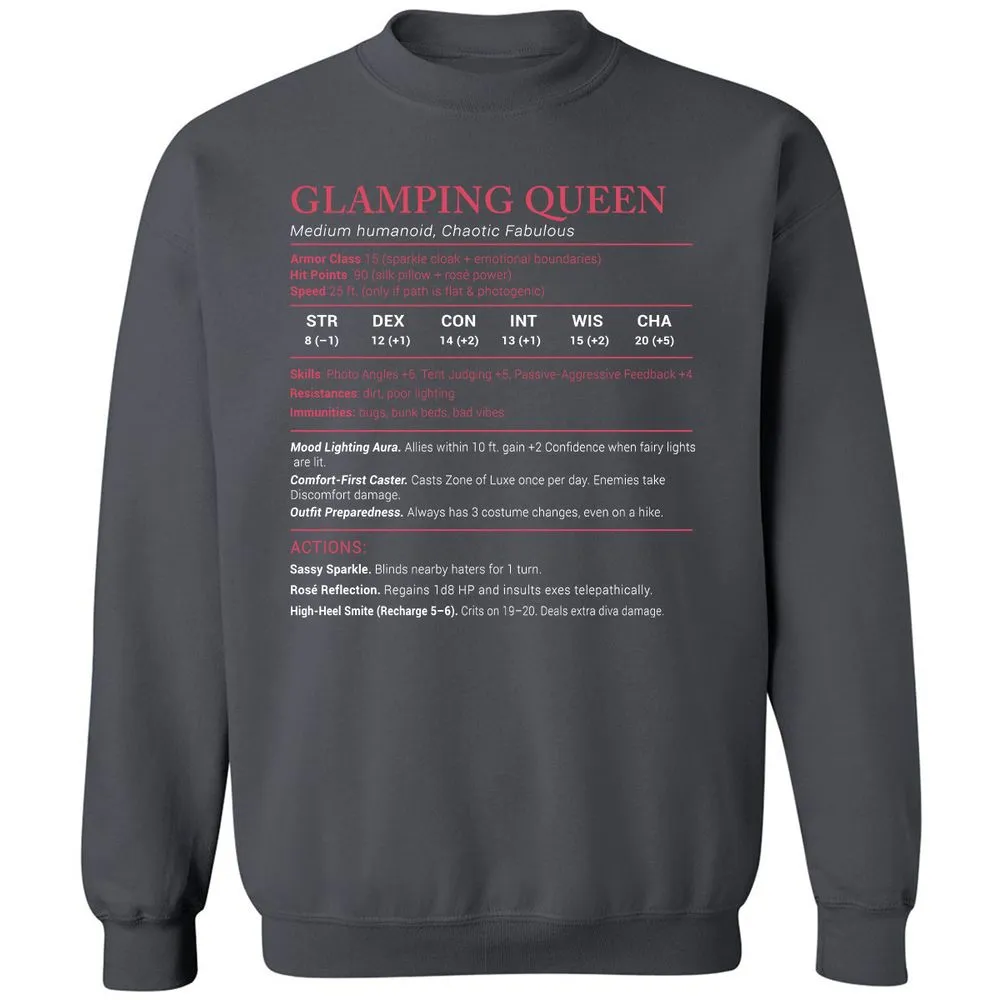 Glamping Queen Stats Classic Unisex Sweatshirt - Charcoal - 7