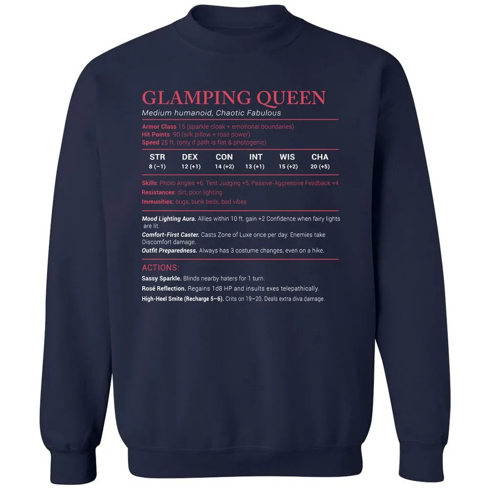 Glamping Queen Stats Classic Unisex Sweatshirt - Navy - 2