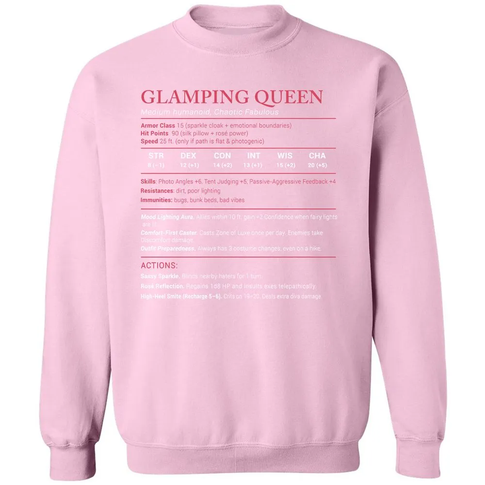 Glamping Queen Stats Classic Unisex Sweatshirt - Light Pink - 3