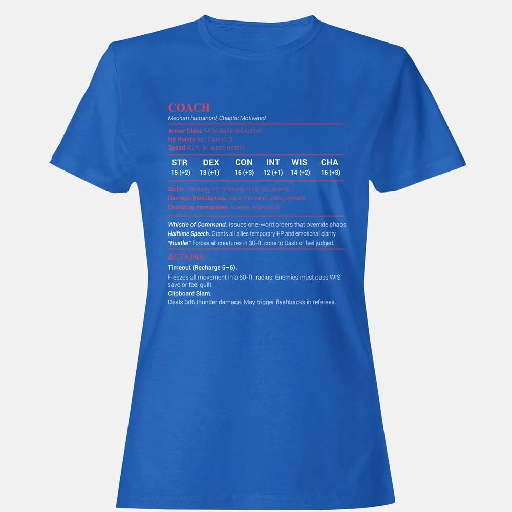 Coach Stats Women's T-Shirt - Royal - 14