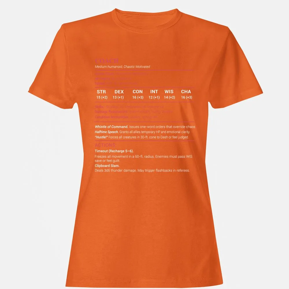 Coach Stats Women's T-Shirt - Orange - 11