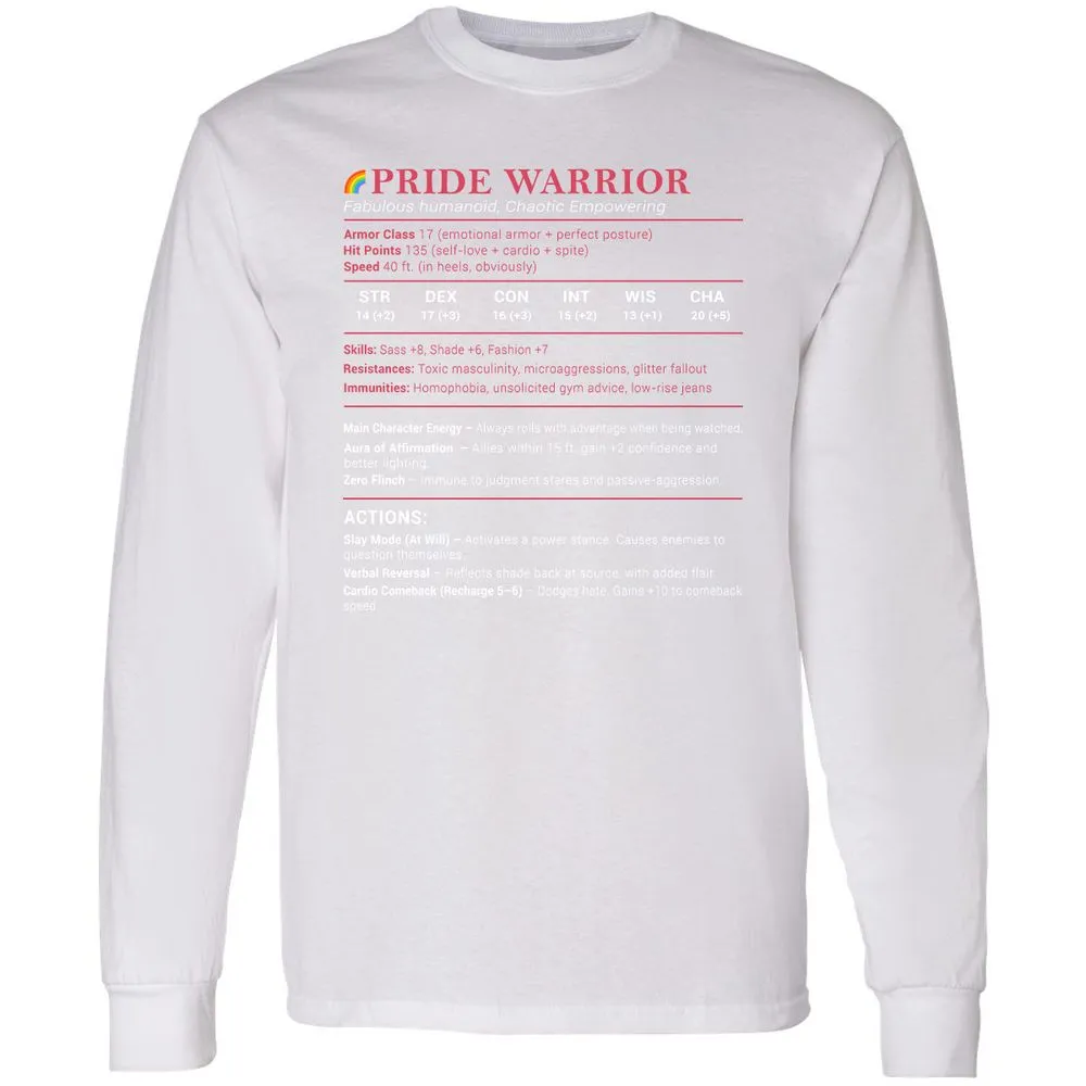 Pride Warrior Stats Long Sleeve T-Shirt - White - 5