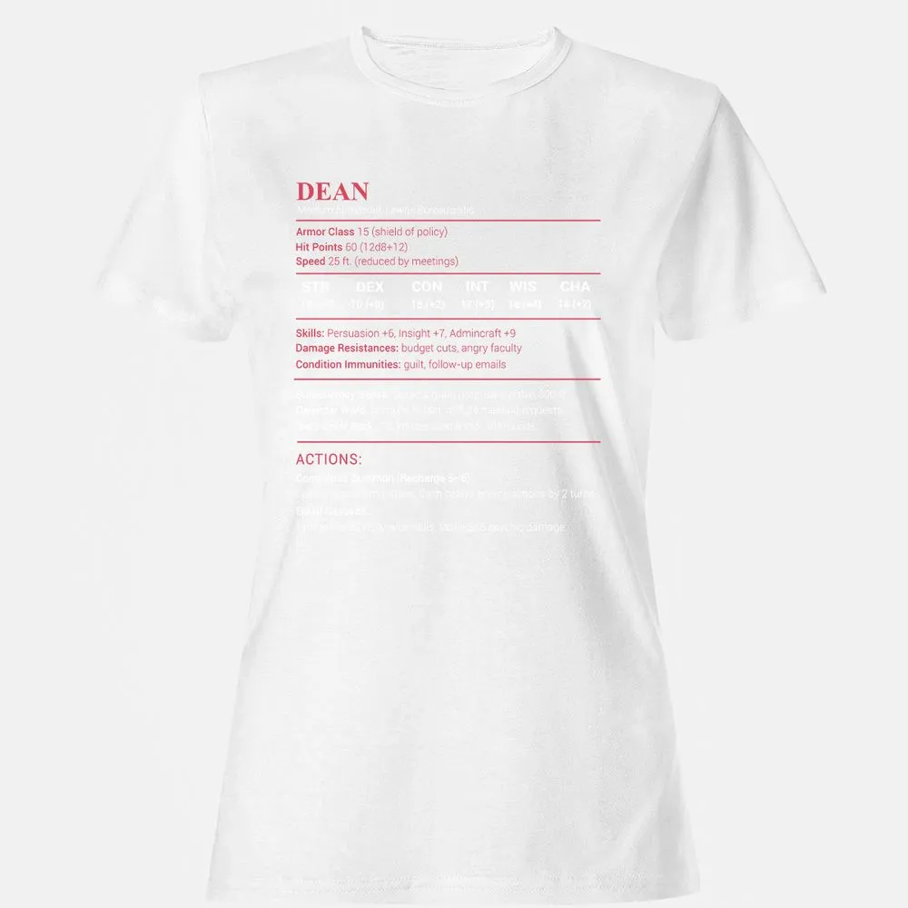 Dean Stats Women's T-Shirt - White - 16