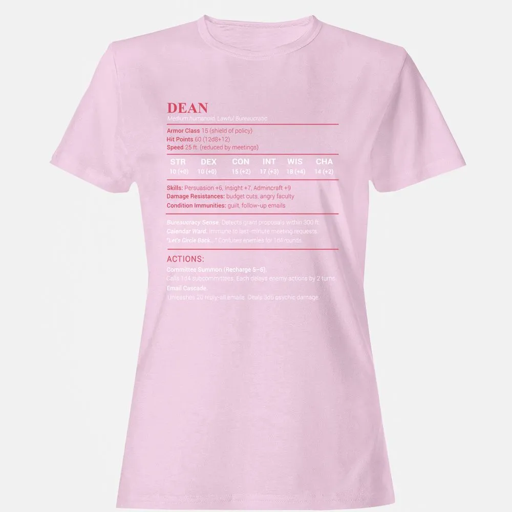 Dean Stats Women's T-Shirt - Light Pink - 9