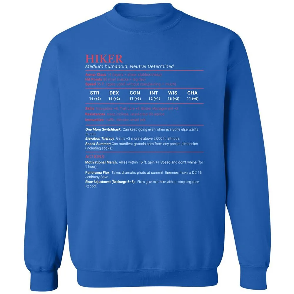 Hiker Stats Classic Unisex Sweatshirt - Royal - 9