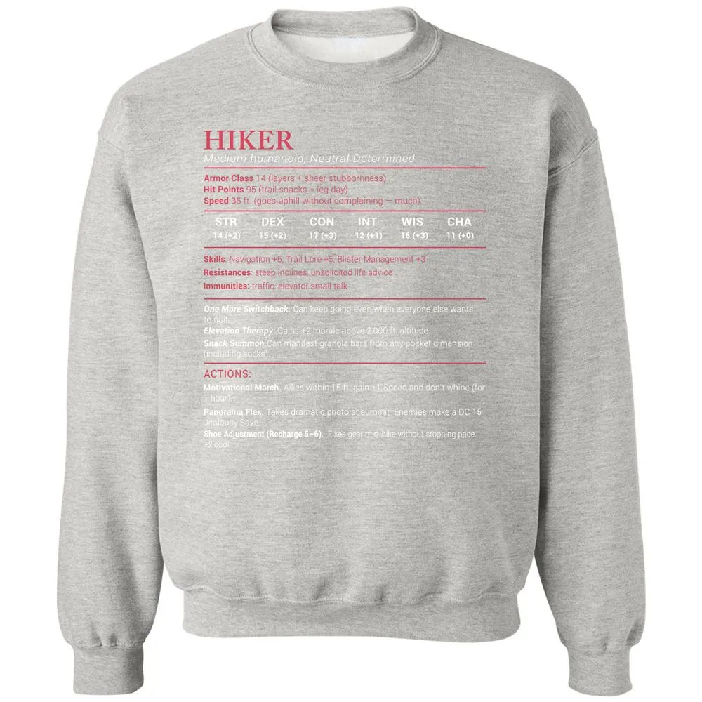 Hiker Stats Classic Unisex Sweatshirt - Ash - 8
