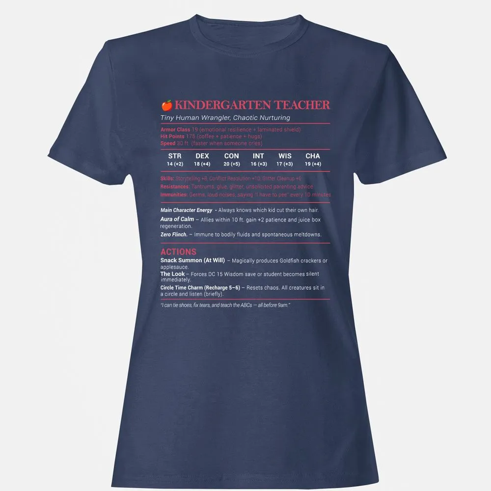 Kindergarten Teacher Stats Women's T-Shirt - Navy - 10