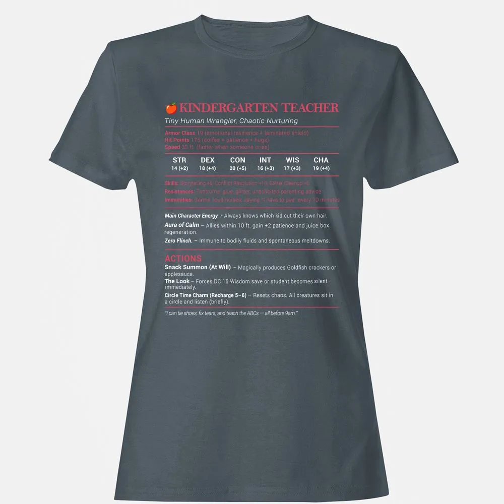 Kindergarten Teacher Stats Women's T-Shirt - Charcoal - 3
