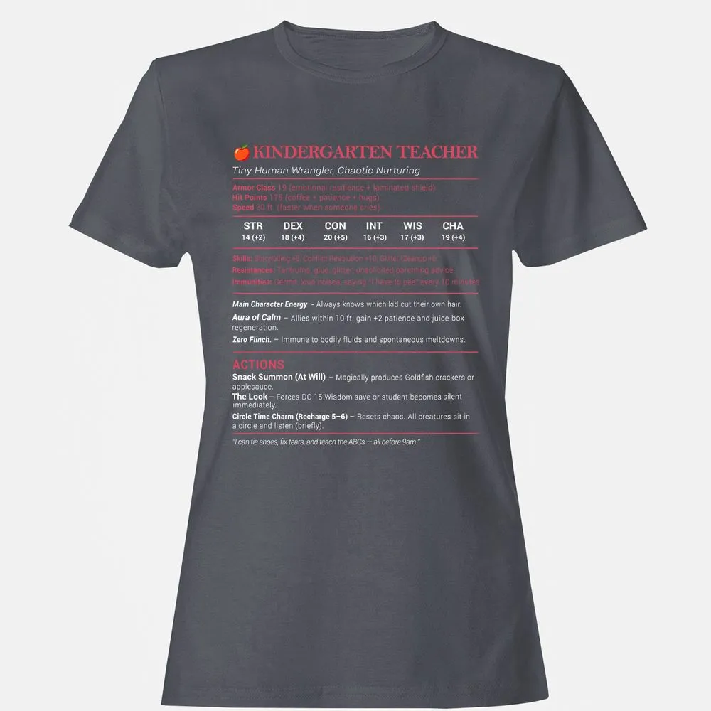 Kindergarten Teacher Stats Women's T-Shirt - Dark Heather - 5
