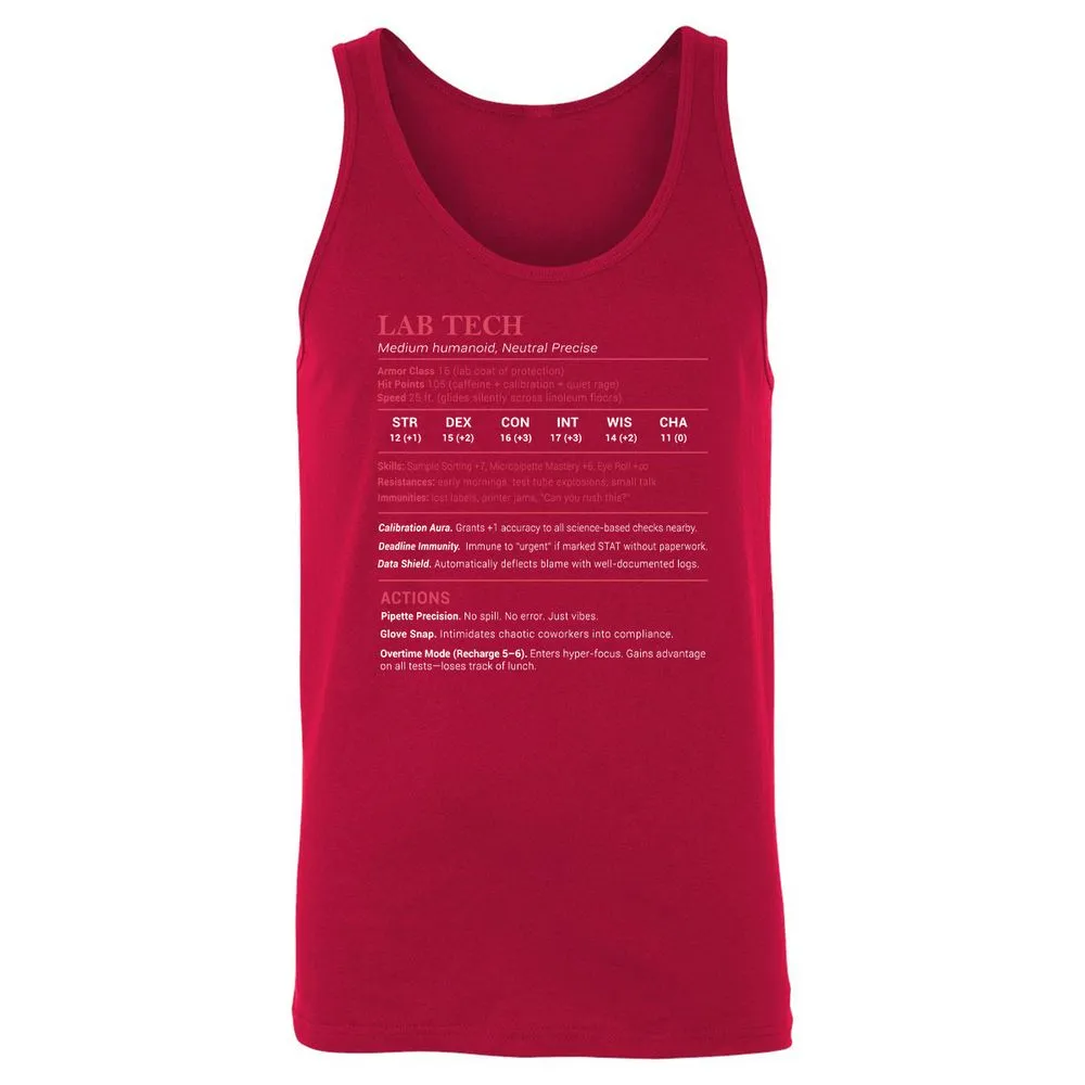 Lab Tech Stats Unisex Jersey Tank - Red - 11