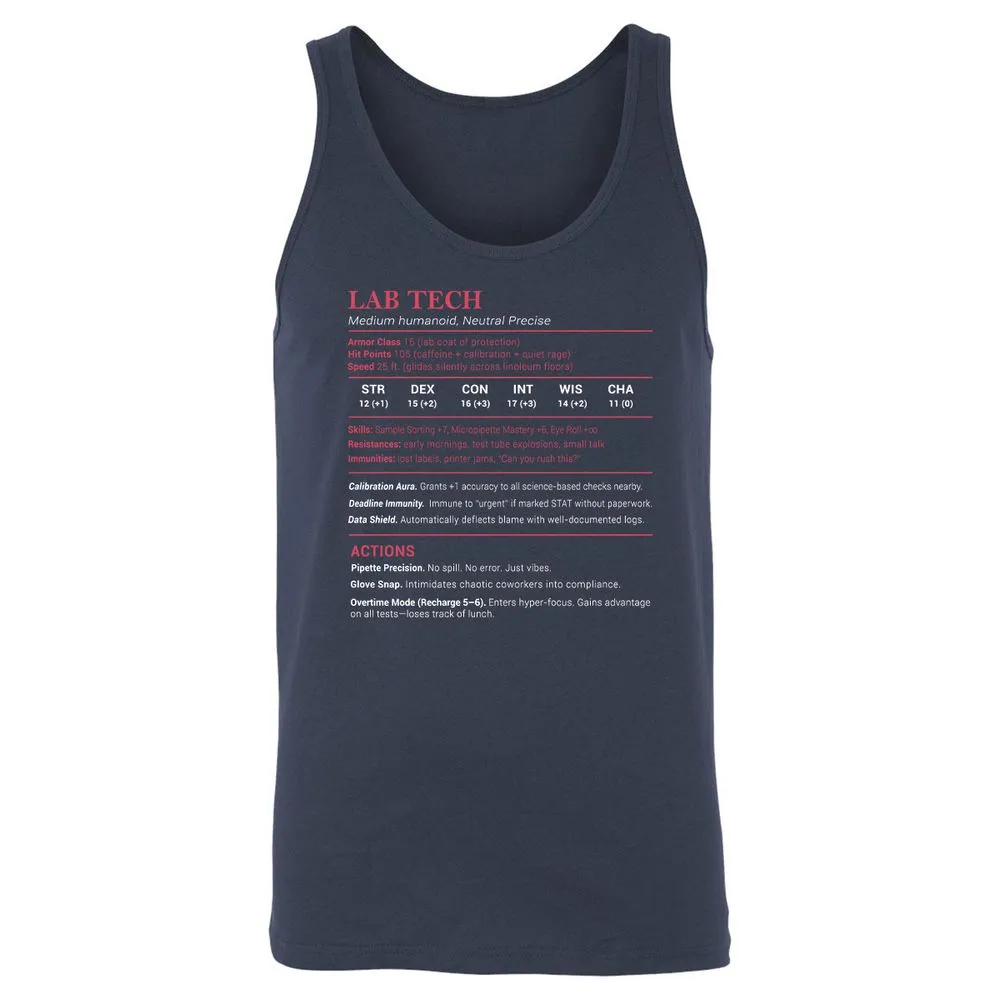 Lab Tech Stats Unisex Jersey Tank - Navy - 2