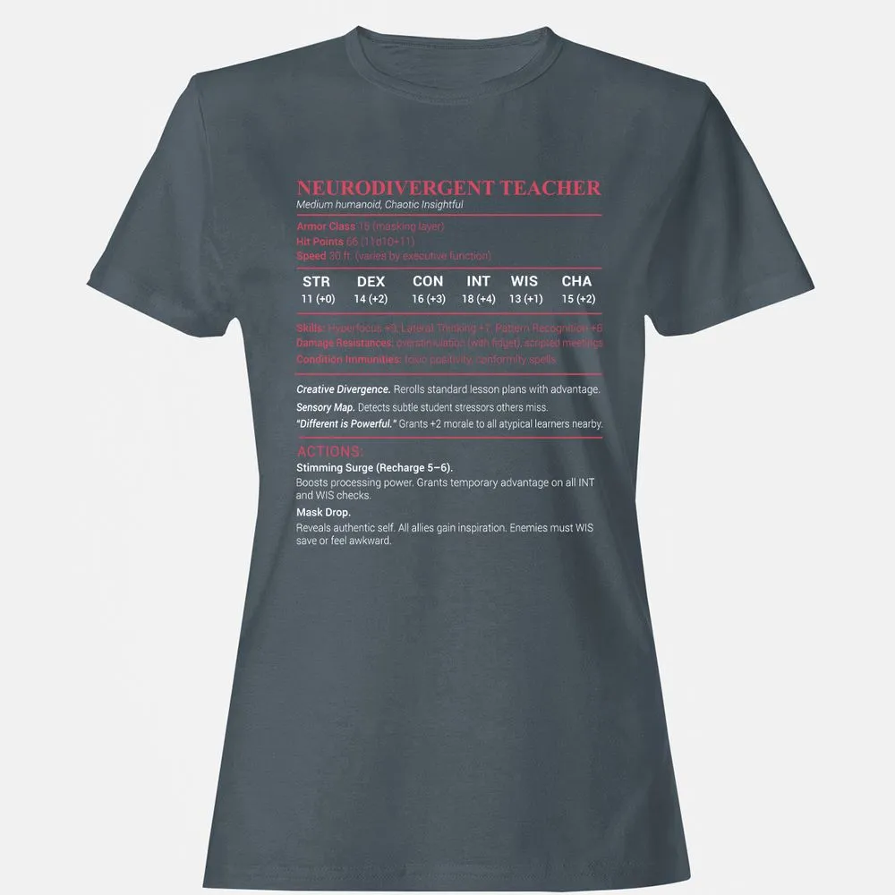 Neurodivergent Teacher Stats Women's T-Shirt - Charcoal - 3