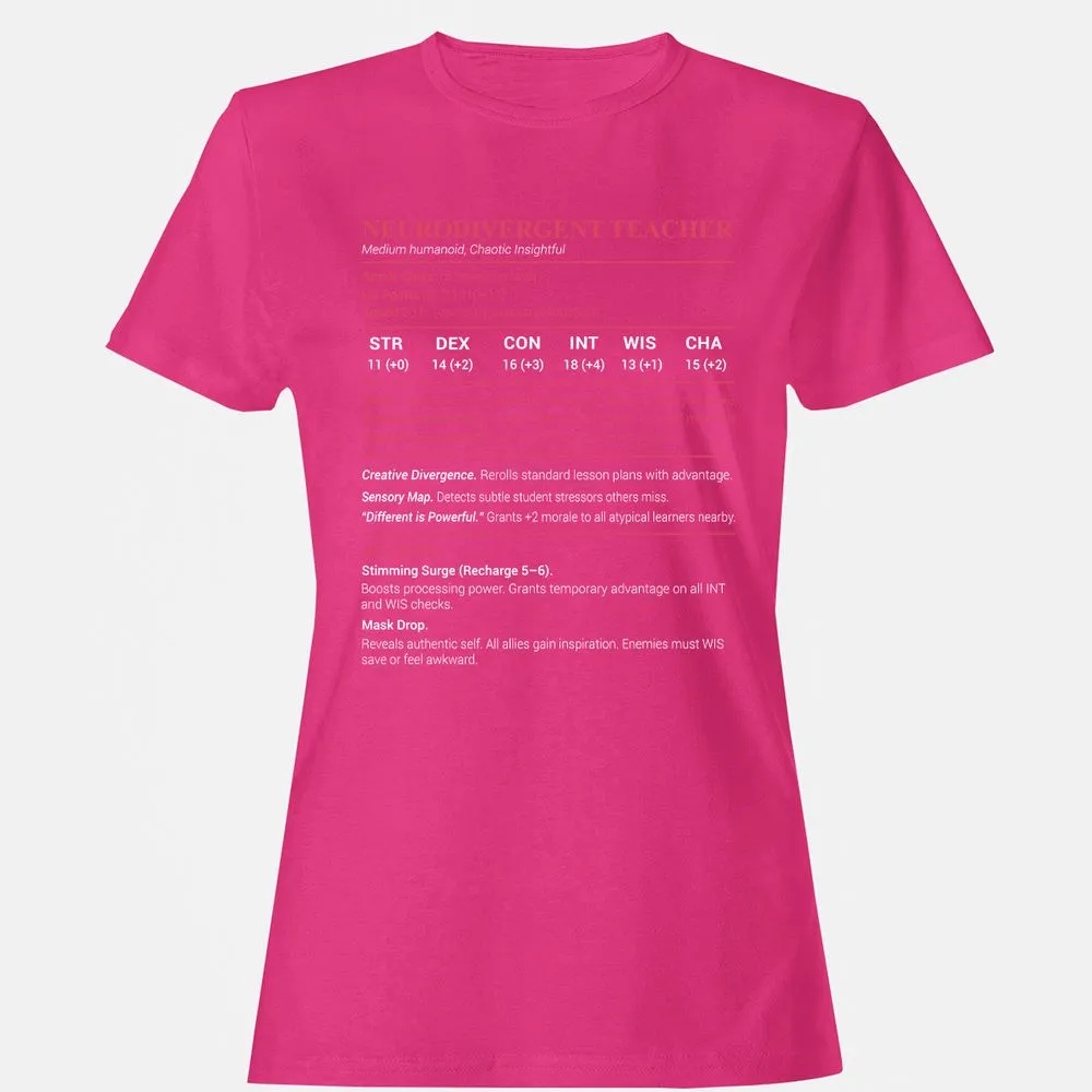 Neurodivergent Teacher Stats Women's T-Shirt - Heliconia - 6