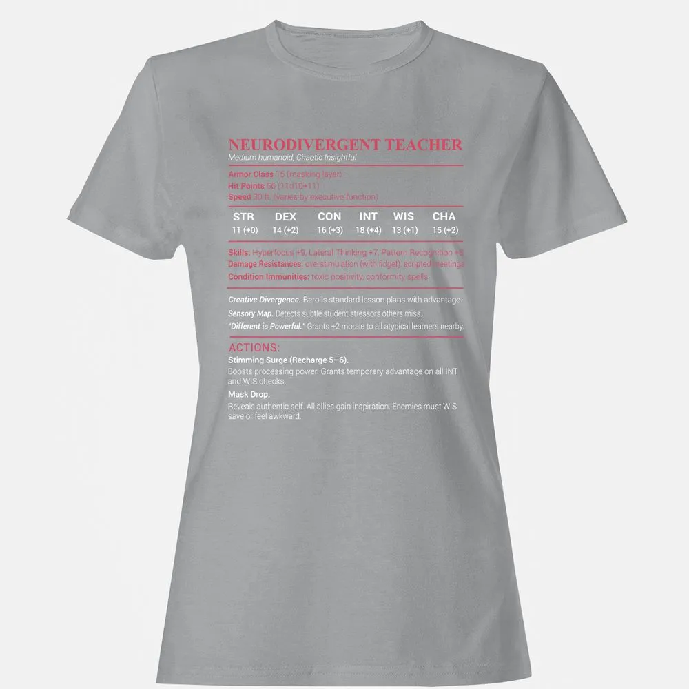 Neurodivergent Teacher Stats Women's T-Shirt - Sport Grey - 15