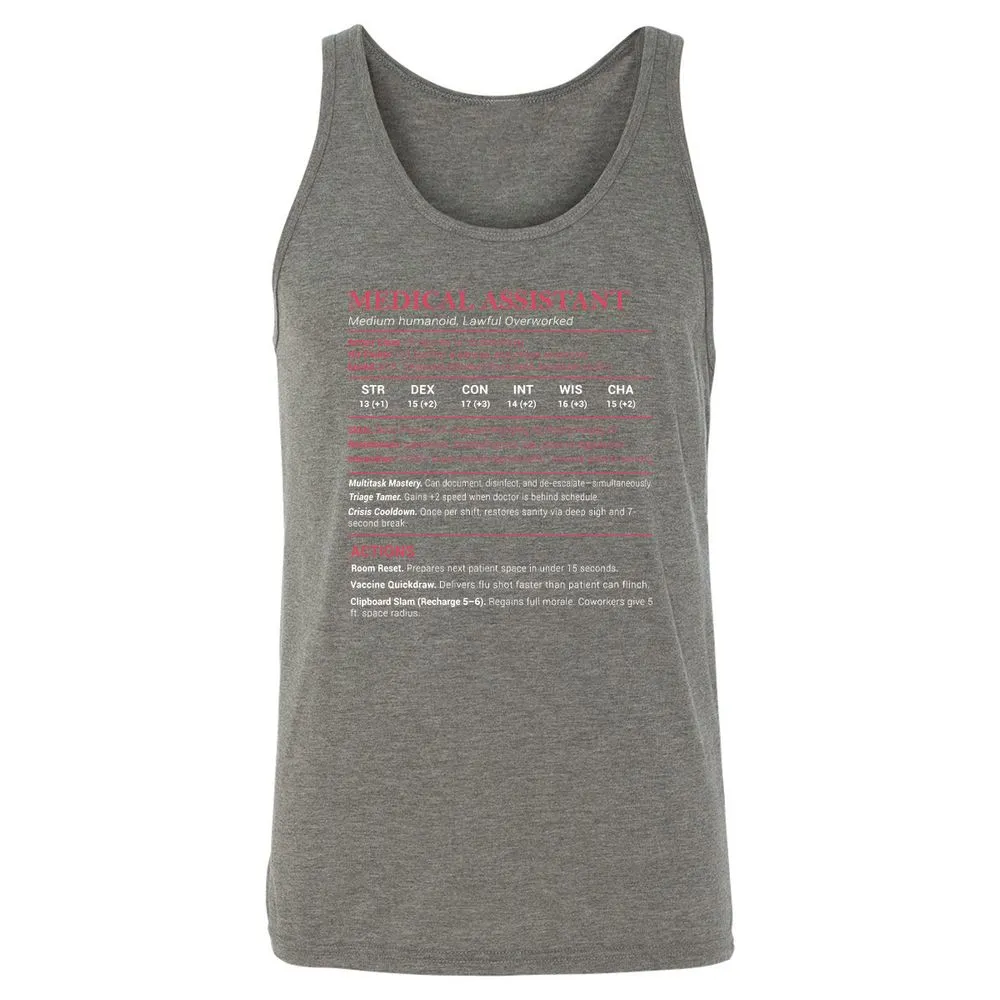 Medical Assistant Stats Unisex Jersey Tank - Grey Triblend - 8