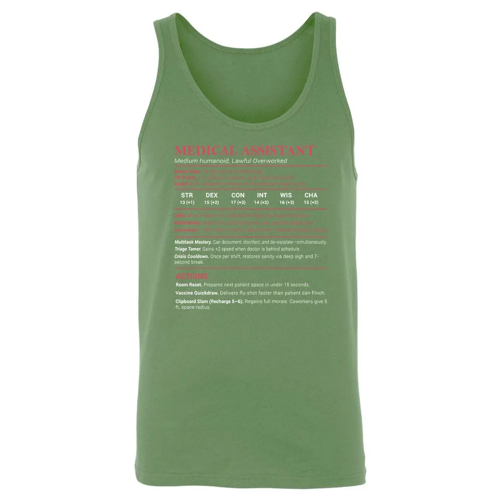 Medical Assistant Stats Unisex Jersey Tank - Leaf - 10