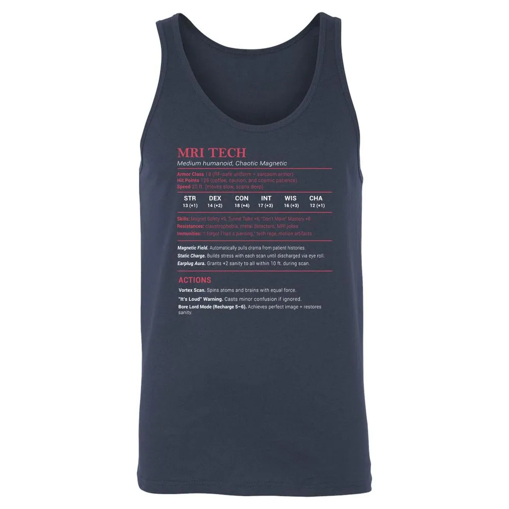 MRI Tech Stats Unisex Jersey Tank - Navy - 2