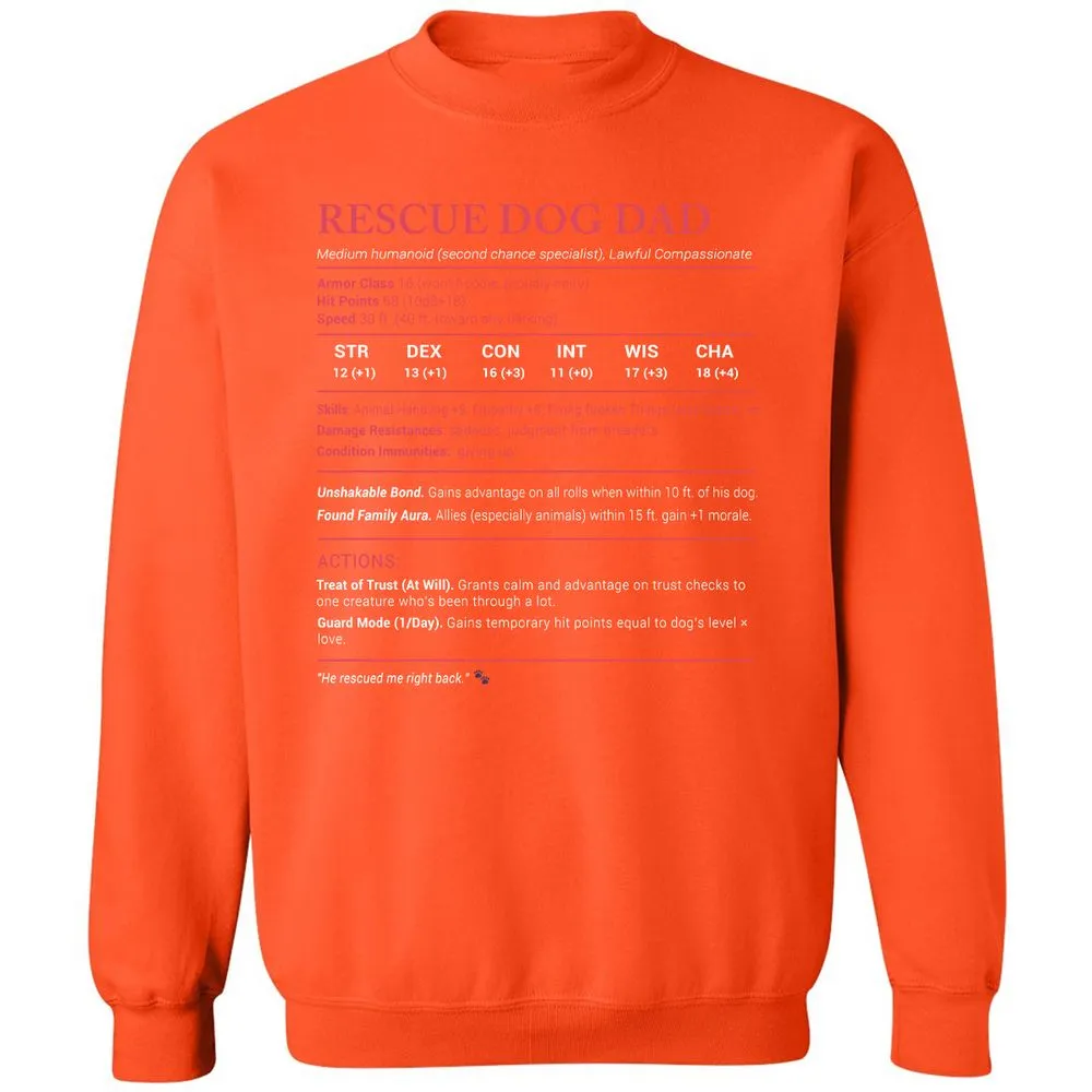 Rescue Dog Dad Stats Classic Unisex Sweatshirt - Orange - 10