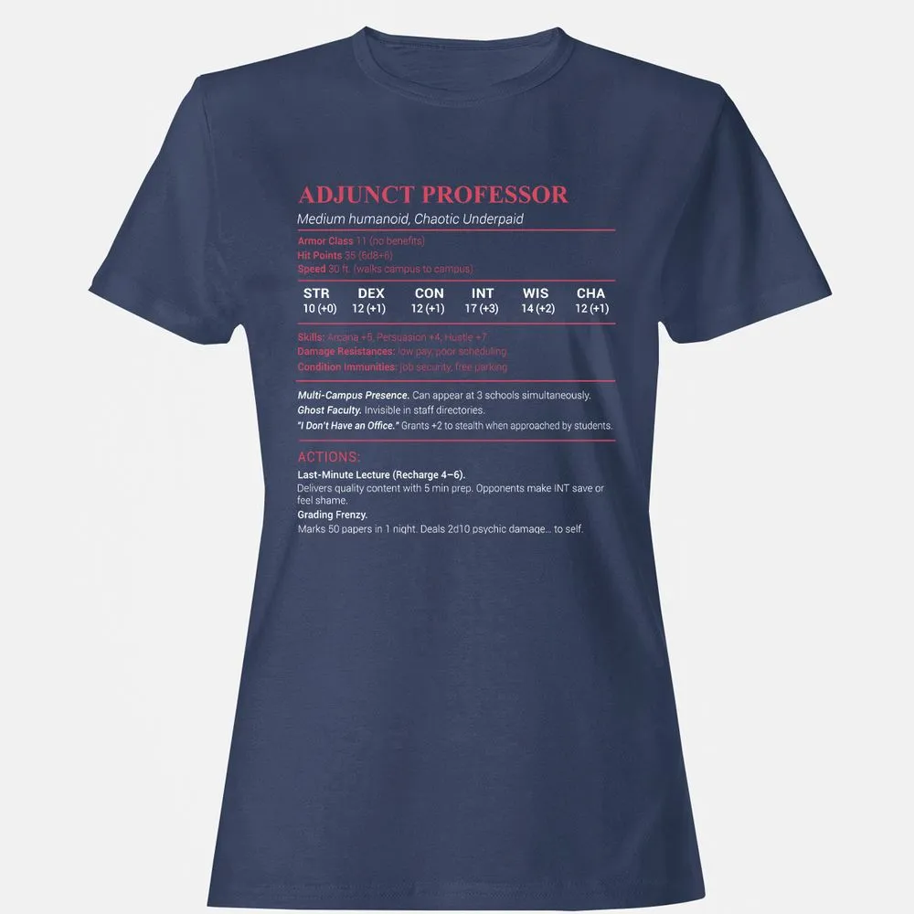 Adjunct Professor Stats Women's T-Shirt - Navy - 10