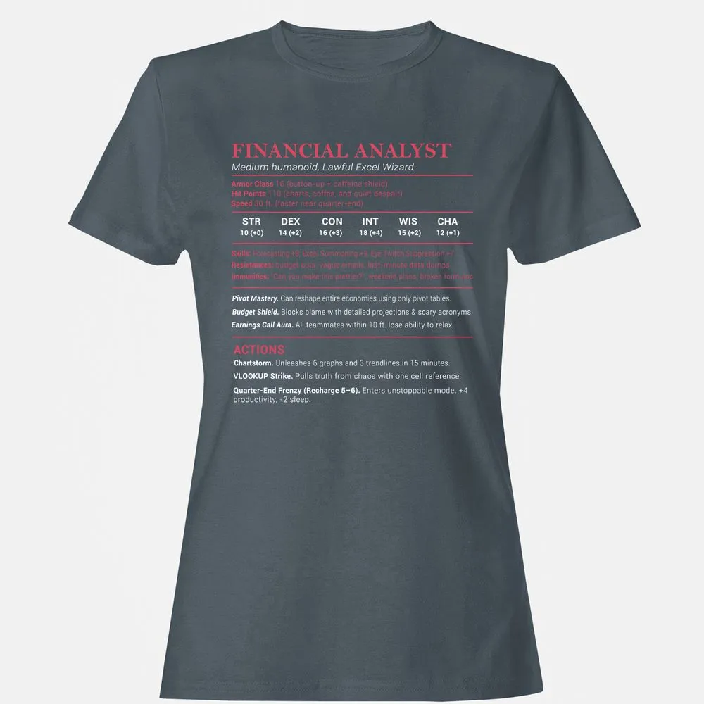 Financial Analyst Stats Women's T-Shirt - Charcoal - 3