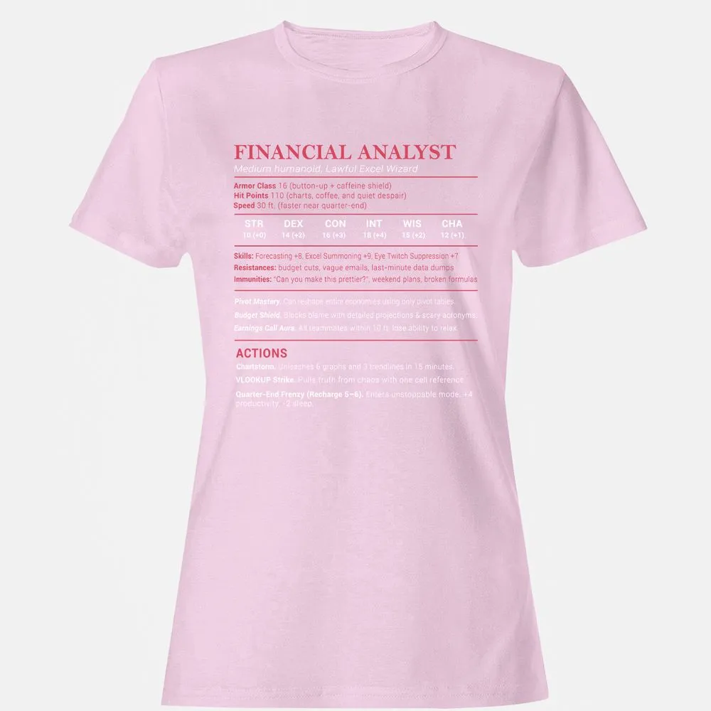 Financial Analyst Stats Women's T-Shirt - Light Pink - 9