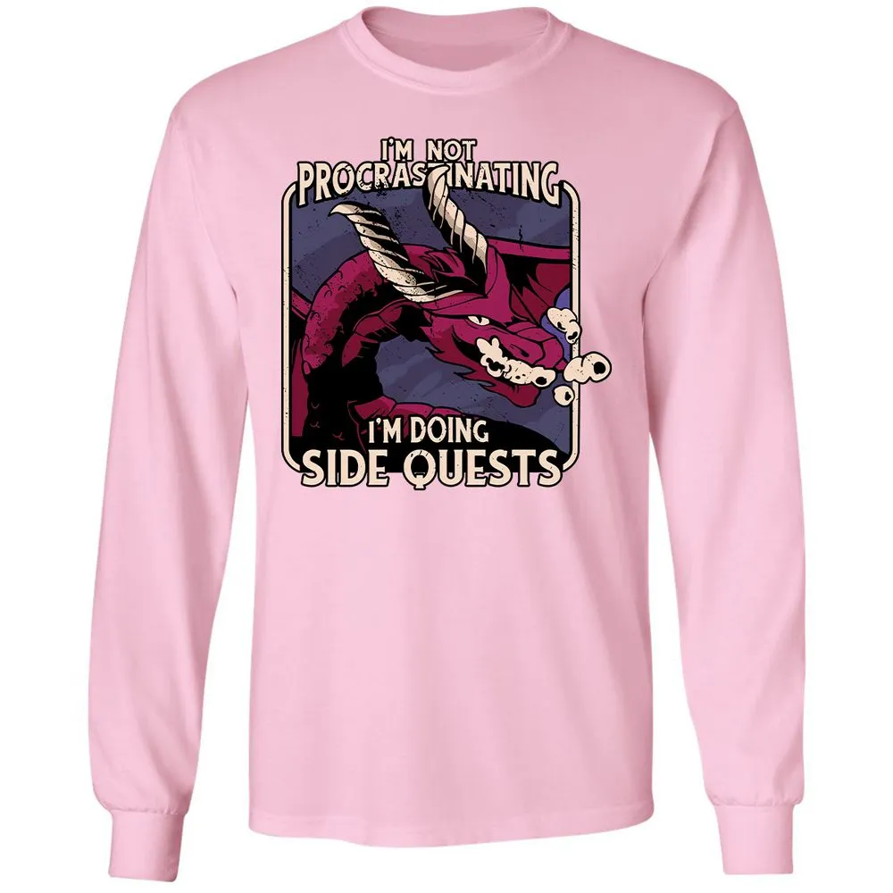 Doing Side Quests Long Sleeve T-Shirt - Light Pink - 3