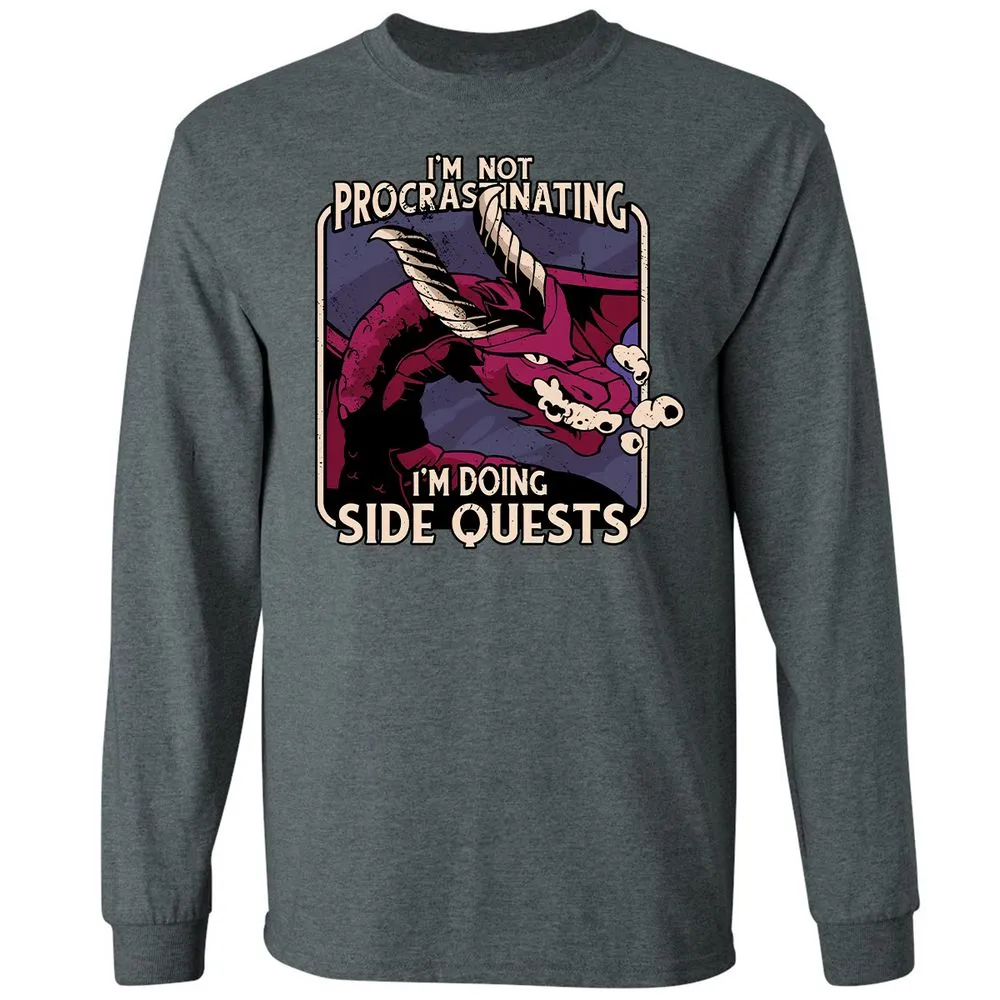 Doing Side Quests Long Sleeve T-Shirt - Dark Heather - 15