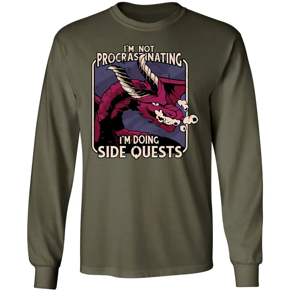 Doing Side Quests Long Sleeve T-Shirt - Military Green - 16