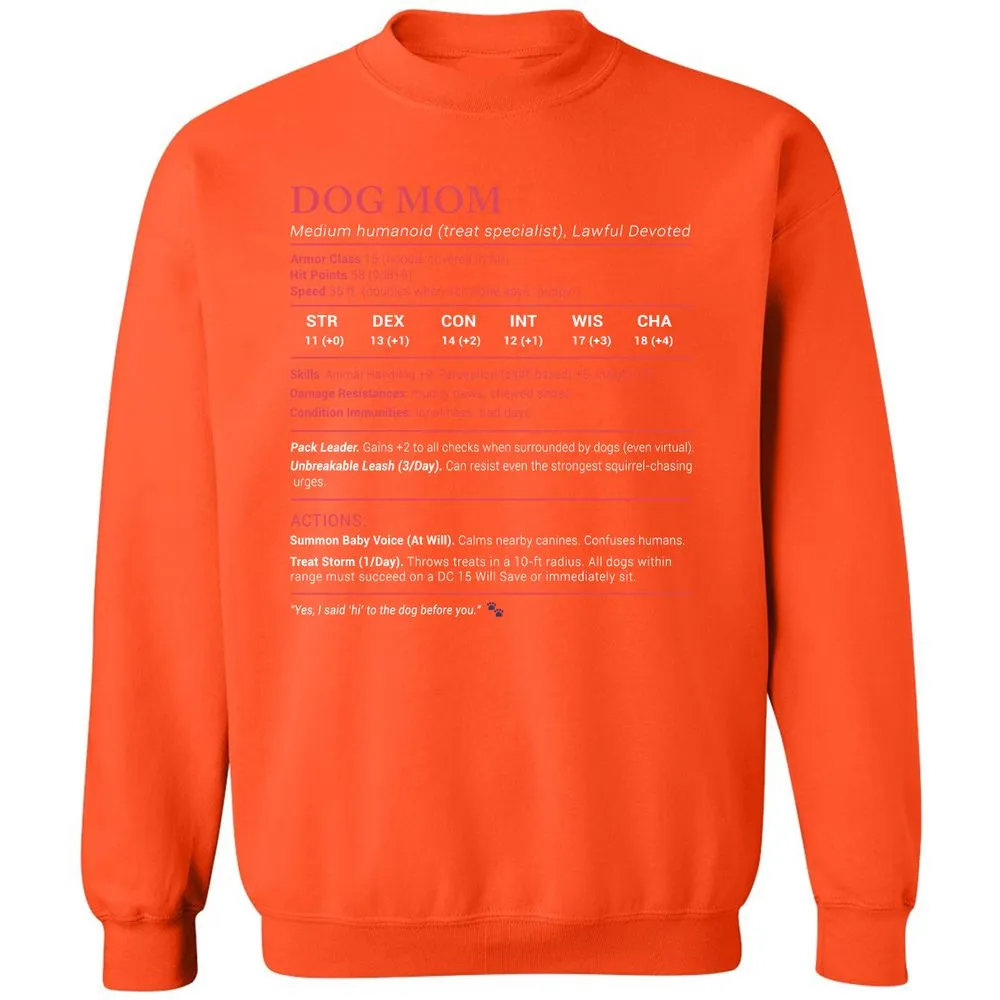 Dog Mom Stats Classic Unisex Sweatshirt - Orange - 10