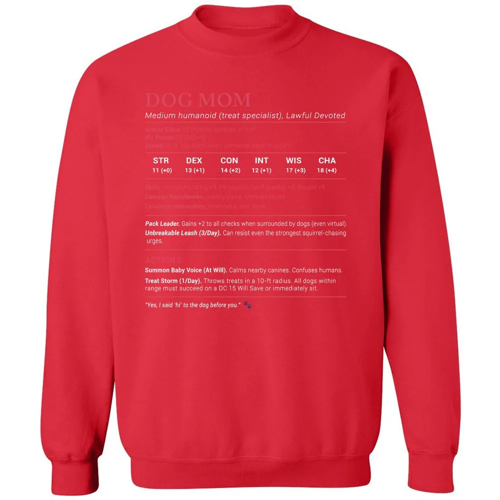 Dog Mom Stats Classic Unisex Sweatshirt - Red - 5
