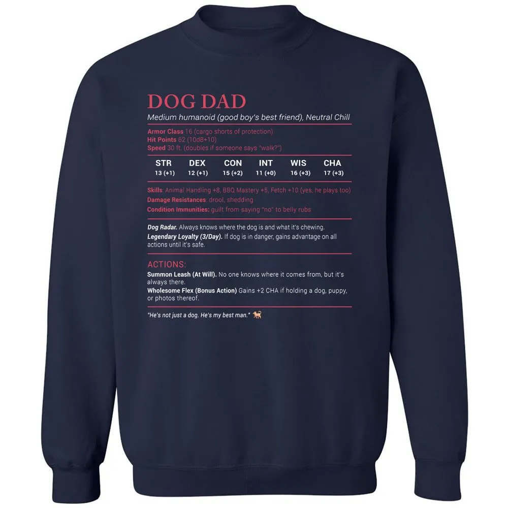 Dog Dad Stats Classic Unisex Sweatshirt - Navy - 2