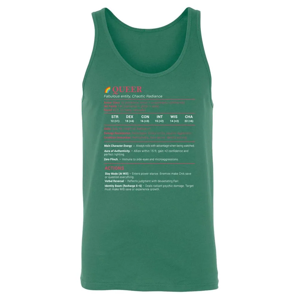 Queer Stats Unisex Jersey Tank - Kelly - 9