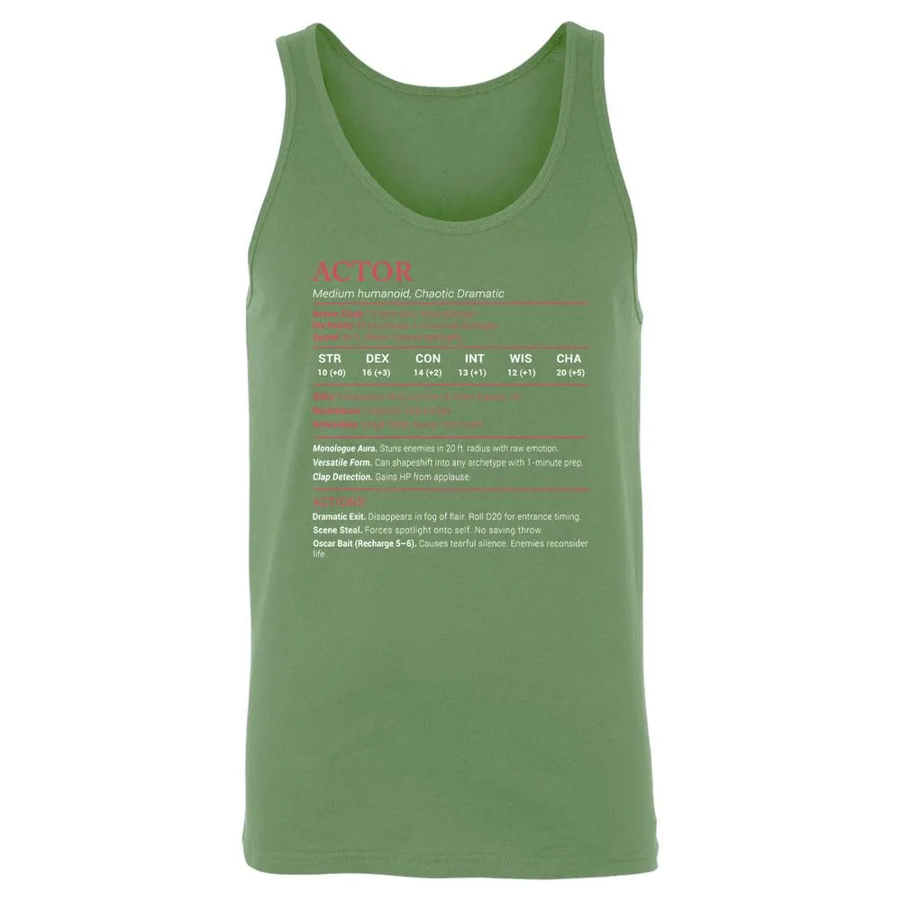 Actor Stats Unisex Jersey Tank - Leaf - 10