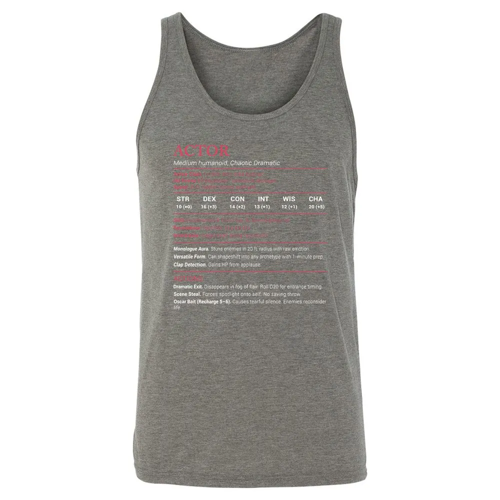 Actor Stats Unisex Jersey Tank - Grey Triblend - 8