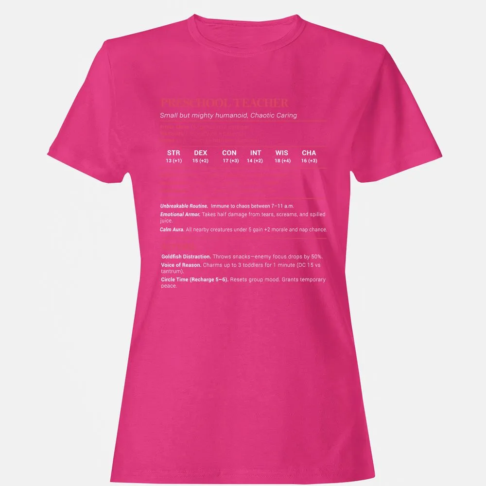 Preschool Teacher Stats Women's T-Shirt - Heliconia - 6