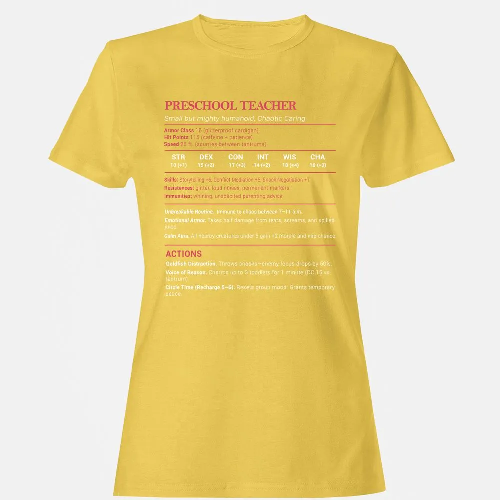 Preschool Teacher Stats Women's T-Shirt - Daisy - 4