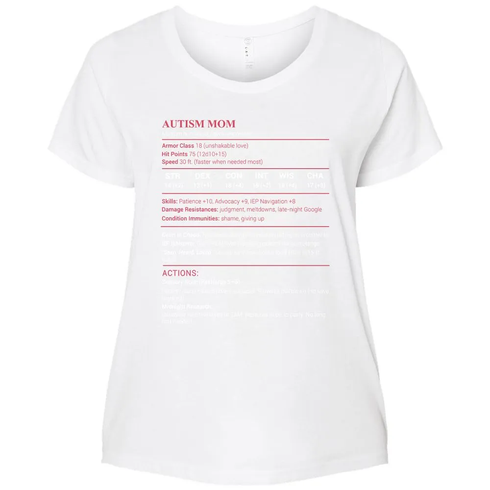 Autism Mom Stats Ladies Curvy Jersey - White - 6