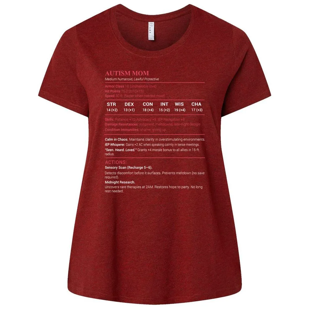 Autism Mom Stats Ladies Curvy Jersey - Cardinal - 10