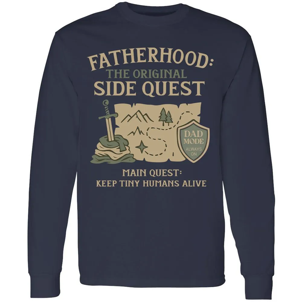 Fatherhood The Original Side Quest Long Sleeve T-Shirt - Navy - 2