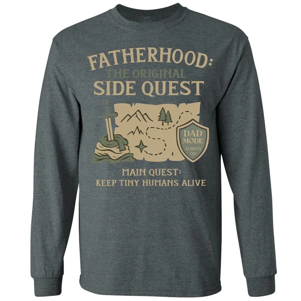 Fatherhood The Original Side Quest Long Sleeve T-Shirt - Dark Heather - 15
