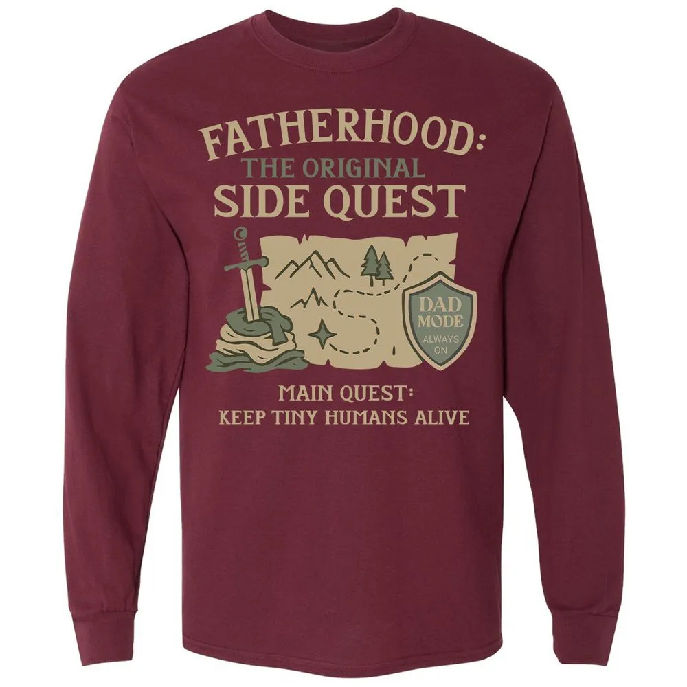 Fatherhood The Original Side Quest Long Sleeve T-Shirt - Maroon - 11