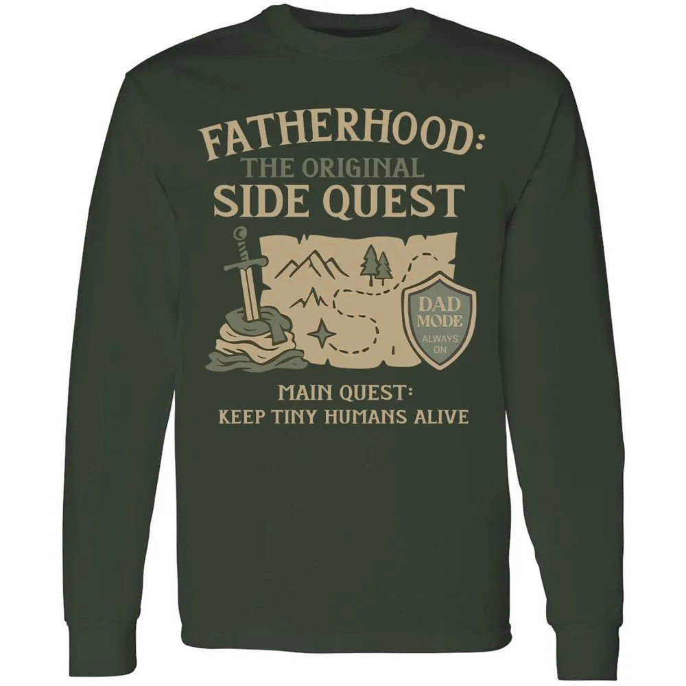 Fatherhood The Original Side Quest Long Sleeve T-Shirt - Forest Green - 4