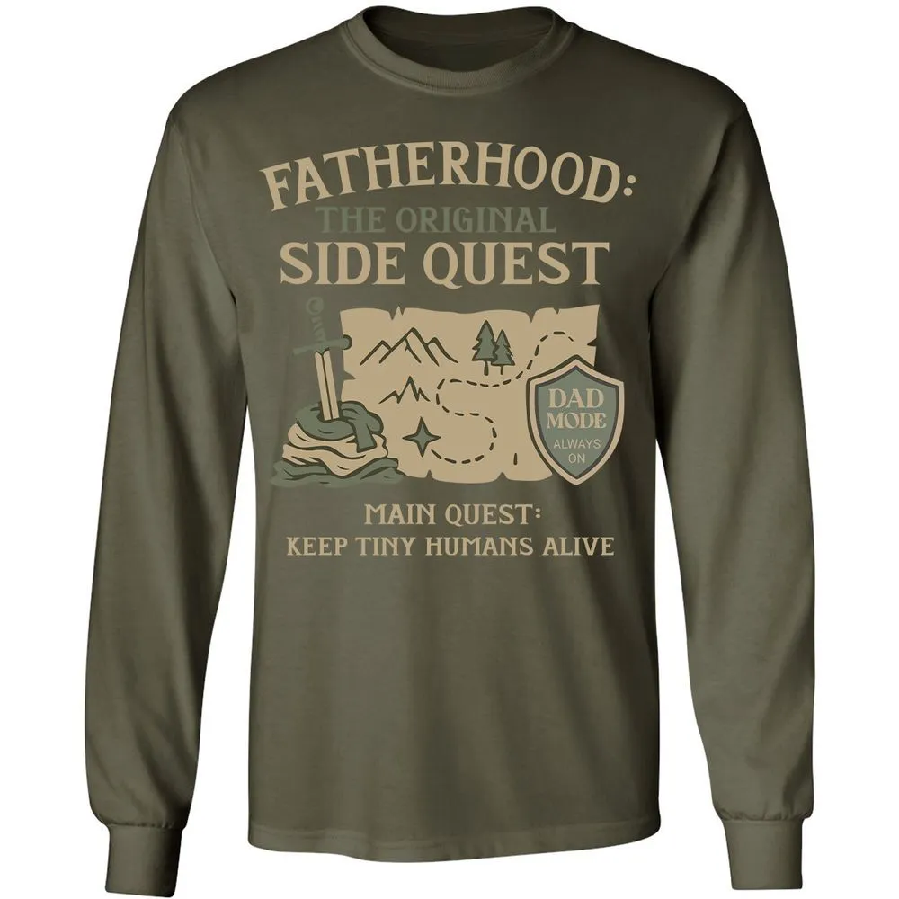 Fatherhood The Original Side Quest Long Sleeve T-Shirt - Military Green - 16