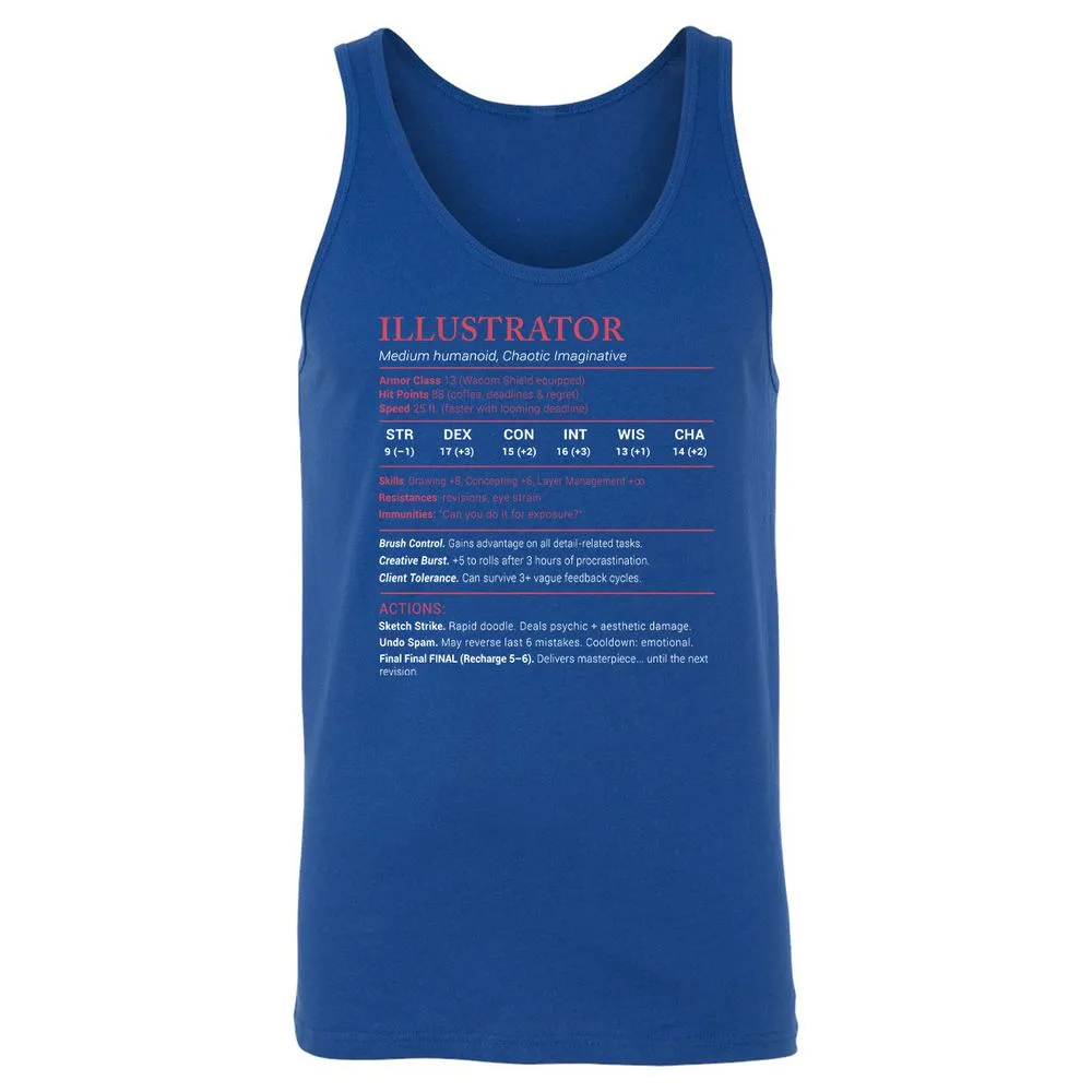 Illustrator Stats Unisex Jersey Tank - True Royal - 13