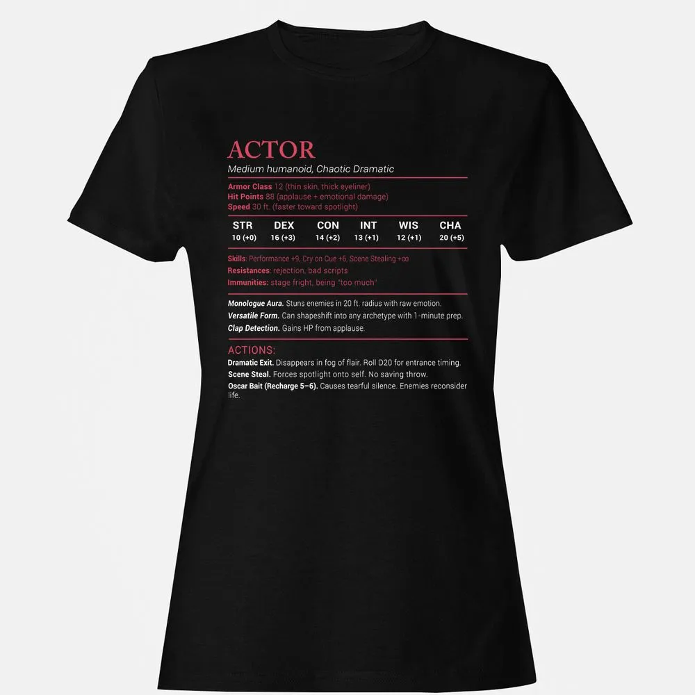 Actor Stats Women's T-Shirt - Black - 1