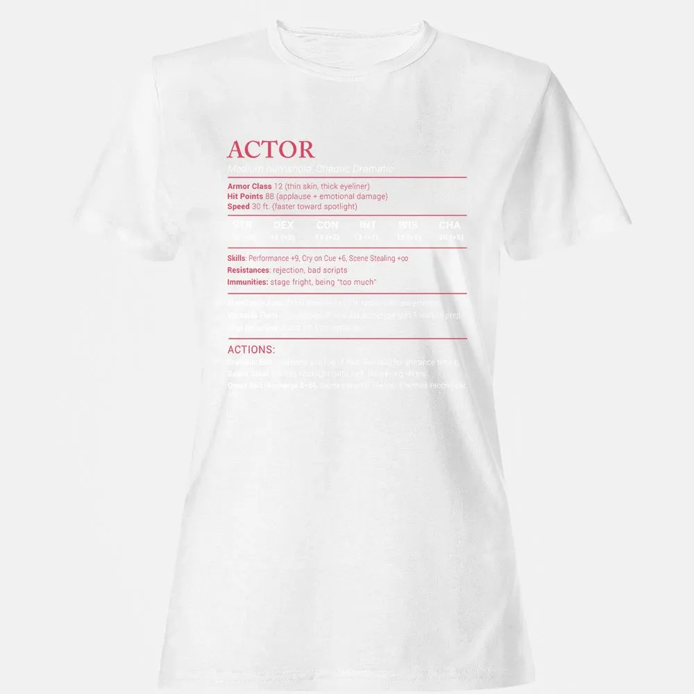 Actor Stats Women's T-Shirt - White - 16