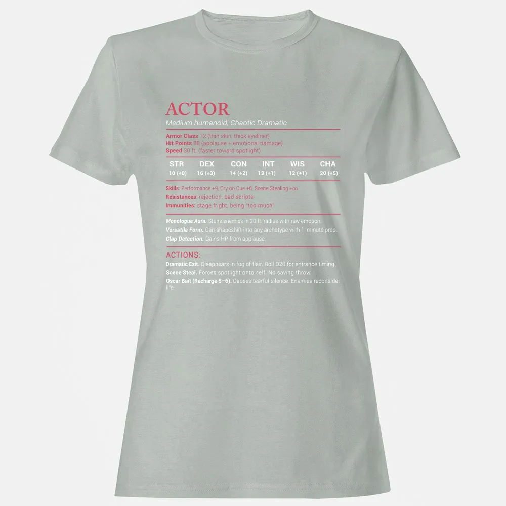 Actor Stats Women's T-Shirt - Ash - 2