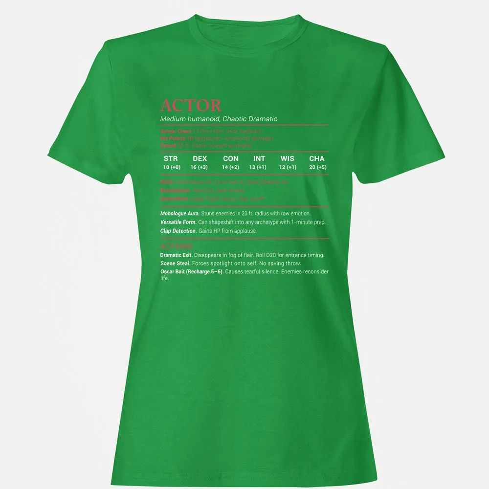 Actor Stats Women's T-Shirt - Irish Green - 7