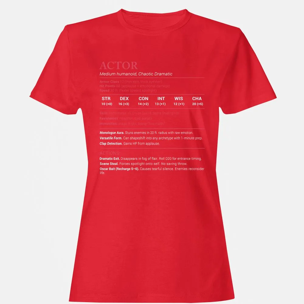 Actor Stats Women's T-Shirt - Red - 13